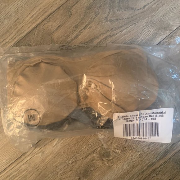 NWT RHONDA SHEAR 2 PIECE ANTIMICROBIAL UNDERWIRE BANDEAU BRA'S BLACK & BEIGE - Picture 9 of 12